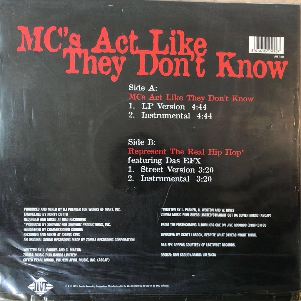 ■ KRS ONE / MC’s Act like they don’t know ■ 盤質良好の画像2