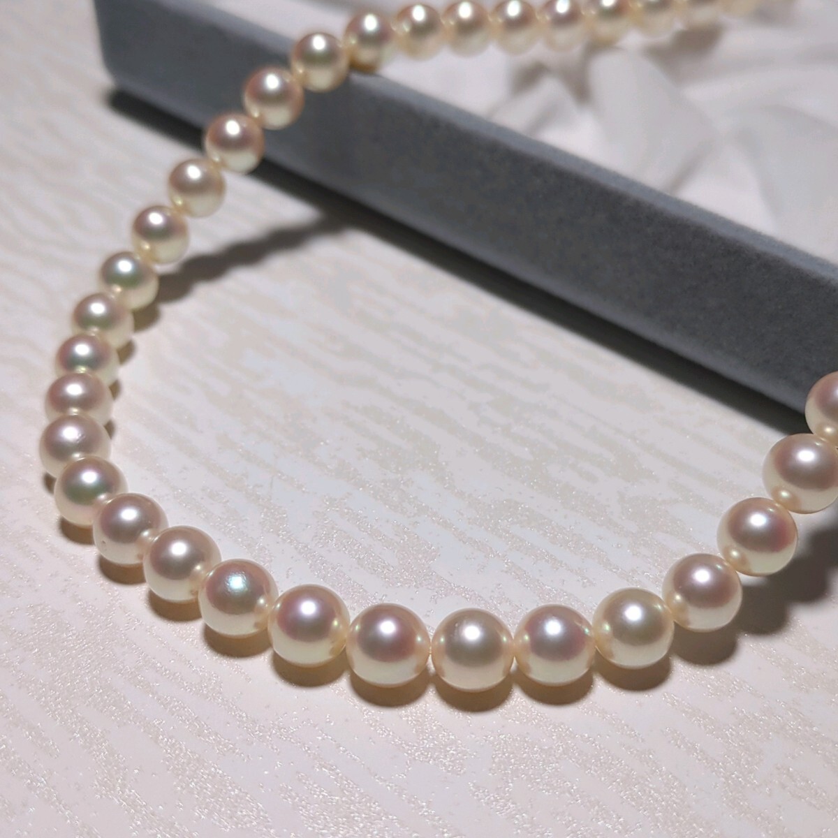 [teli highest ] scratch fewer Akoya pearl interference color 7.0-7.5mm 40cm white necklace book@ pearl accessory SILVER pearl... pearl 