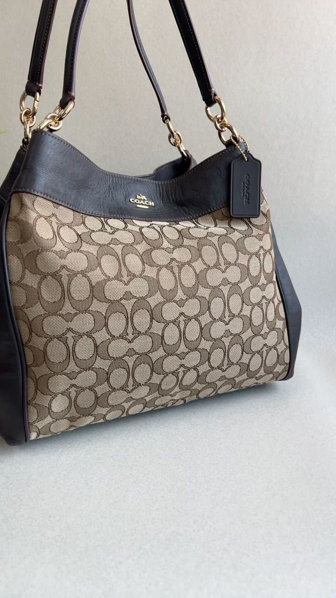 COACH マディソン ショルダーバッグ レザー×キャンバス ブラウン系