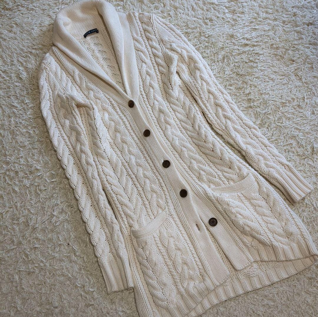 美品 RALPH LAUREN ケーブルニット ロングカーディガン カシミヤ 美品 RALPH LAUREN ケーブルニット ロングカーディガン カシミヤ