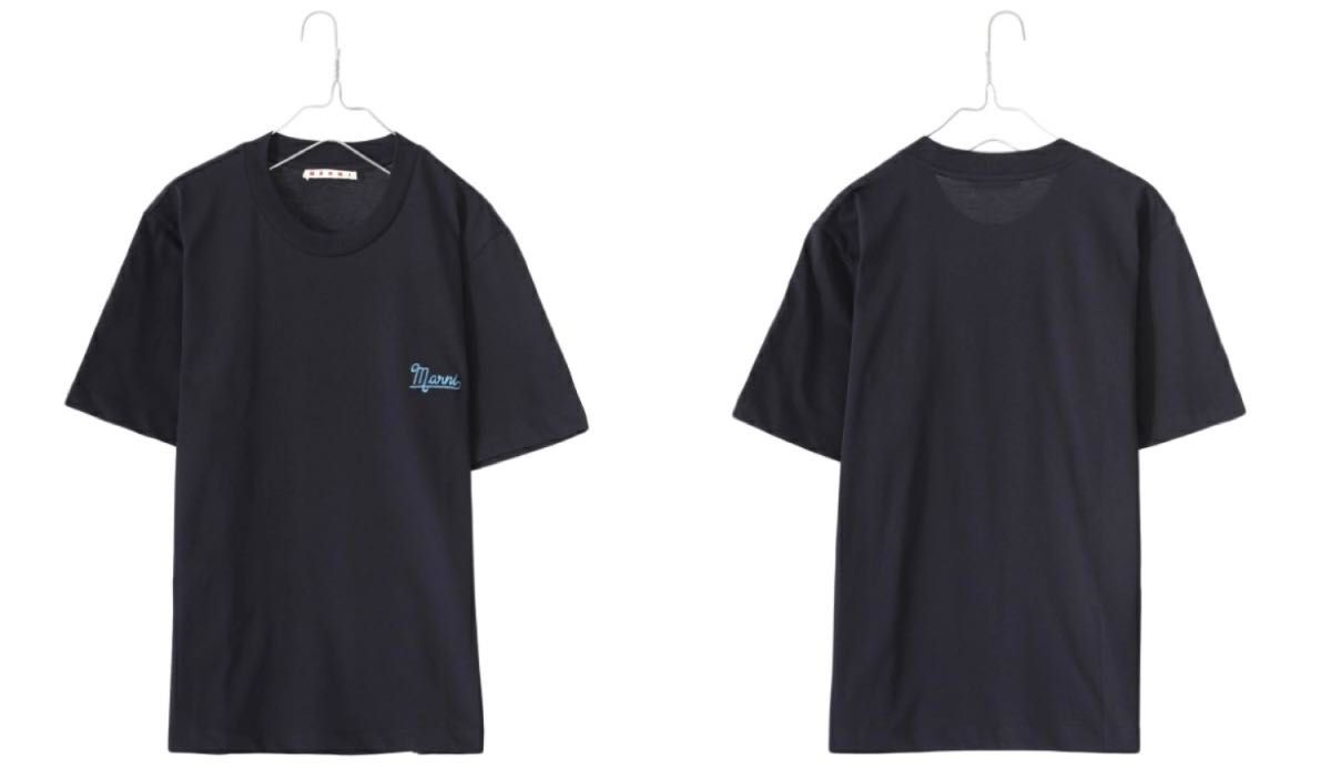 未使用】Marni オーガニックコットン製Tシャツ ネイビー Lサイズ 未使用】Marni オーガニックコットン製Tシャツ ネイビー Lサイズ