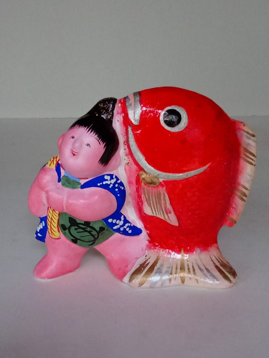 中野土雛 中野土人形 鯛曳童子 高さ約13.5cm 信州中野郷土 中野土雛 中野土人形 鯛曳童子 高さ約13.5cm 信州中野郷土