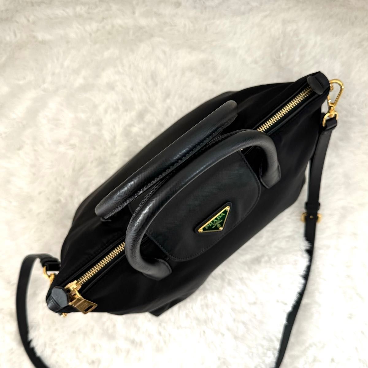 未使用級 PRADA プラダ サフィアーノレザー ナイロン 2way 未使用級 PRADA プラダ サフィアーノレザー ナイロン 2way