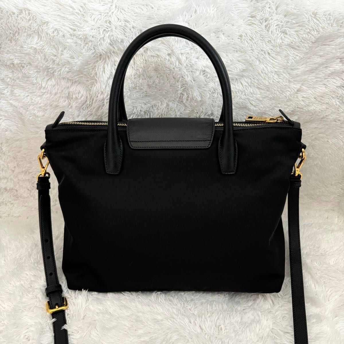 未使用級 PRADA プラダ サフィアーノレザー ナイロン 2way 未使用級 PRADA プラダ サフィアーノレザー ナイロン 2way