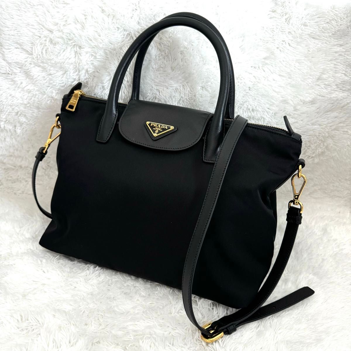 未使用級 PRADA プラダ サフィアーノレザー ナイロン 2way 未使用級 PRADA プラダ サフィアーノレザー ナイロン 2way