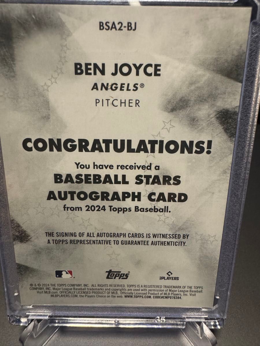 Topps 直筆サインカード エンジェルス ベン・ジョイス スター Topps 直筆サインカード エンジェルス ベン・ジョイス スター