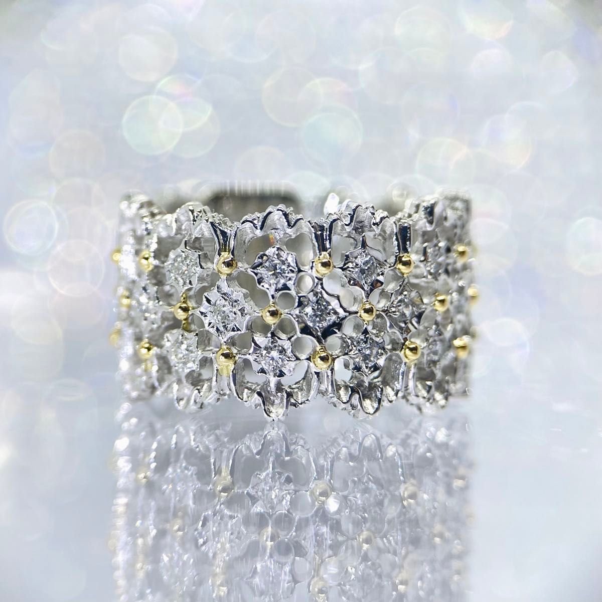 新品【フィレンツェ彫り】ダイヤモンド 0 26ct プラチナ&18金製 新品【フィレンツェ彫り】ダイヤモンド 0 26ct プラチナ&18金製
