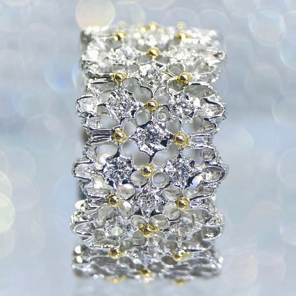 新品【フィレンツェ彫り】ダイヤモンド 0 26ct プラチナ&18金製 新品【フィレンツェ彫り】ダイヤモンド 0 26ct プラチナ&18金製