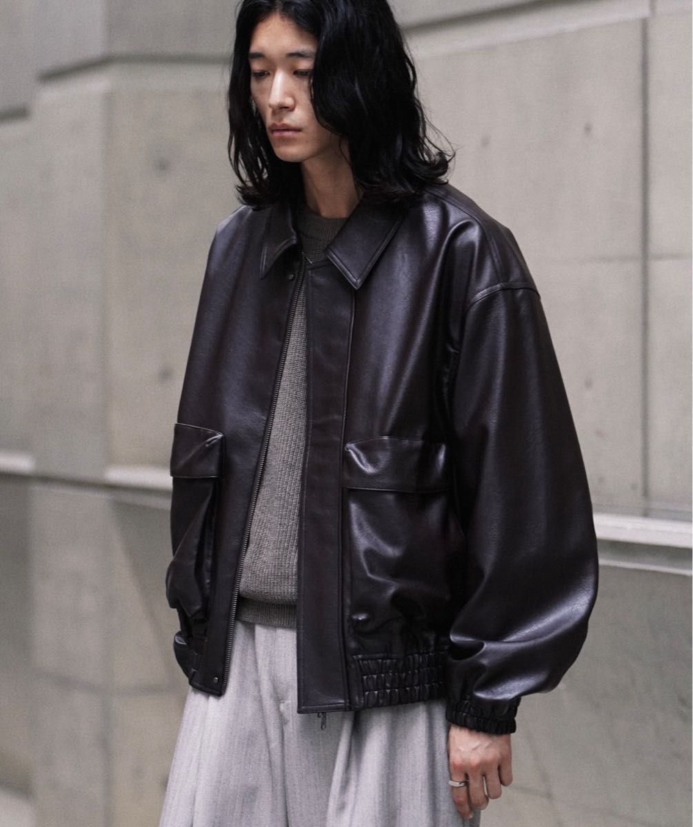 WYM LIDNM ARTIFICIAL GRAIN SHORT BLOUSON ウィム レザー WYM LIDNM ARTIFICIAL GRAIN SHORT BLOUSON ウィム レザー