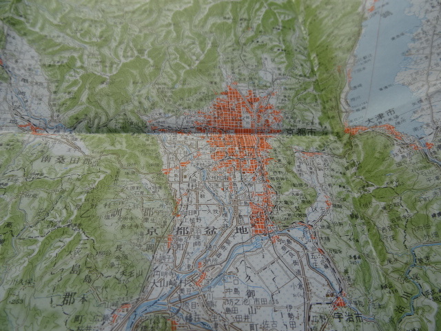 　古地図　京都及大阪　古書　　地図　資料　46×58cm　昭和34年発行　　カラー_画像4