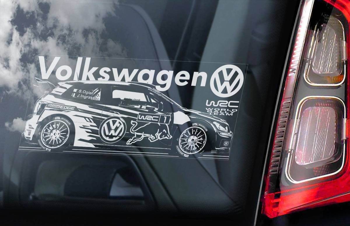 ◆フォルクスワーゲン WRC 外張り@カーステッカー@デカール 220×100mm 外貼り カー ステッカー ウインドウ シール@ラリーカー B2@2613-3_画像1