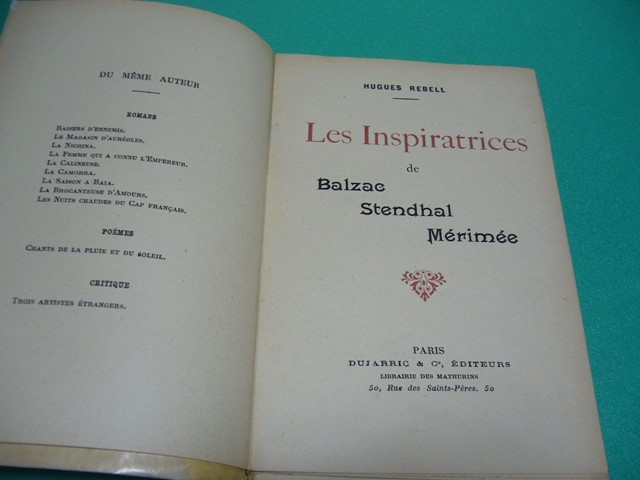 ☆H.Rebell: LES INSPIRATRICES DE BALZAC, STENDHAL, MERIMEE☆フランス文学/バルザック/スタンダール/メリメの画像2