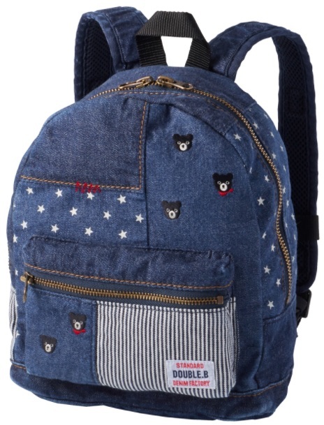  prompt decision![ Miki House ] double B new goods unused!mikihouse Denim patchwork rucksack ( capacity 4L) sub bag color : indigo blue 