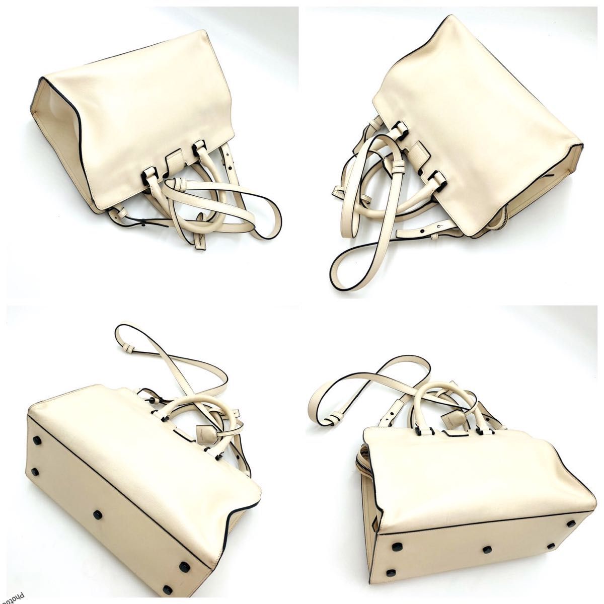 YSL イヴ サンローラン ガバスホワイト 2WAYバッグ ロゴ 0930 YSL イヴ サンローラン ガバスホワイト 2WAYバッグ ロゴ 0930