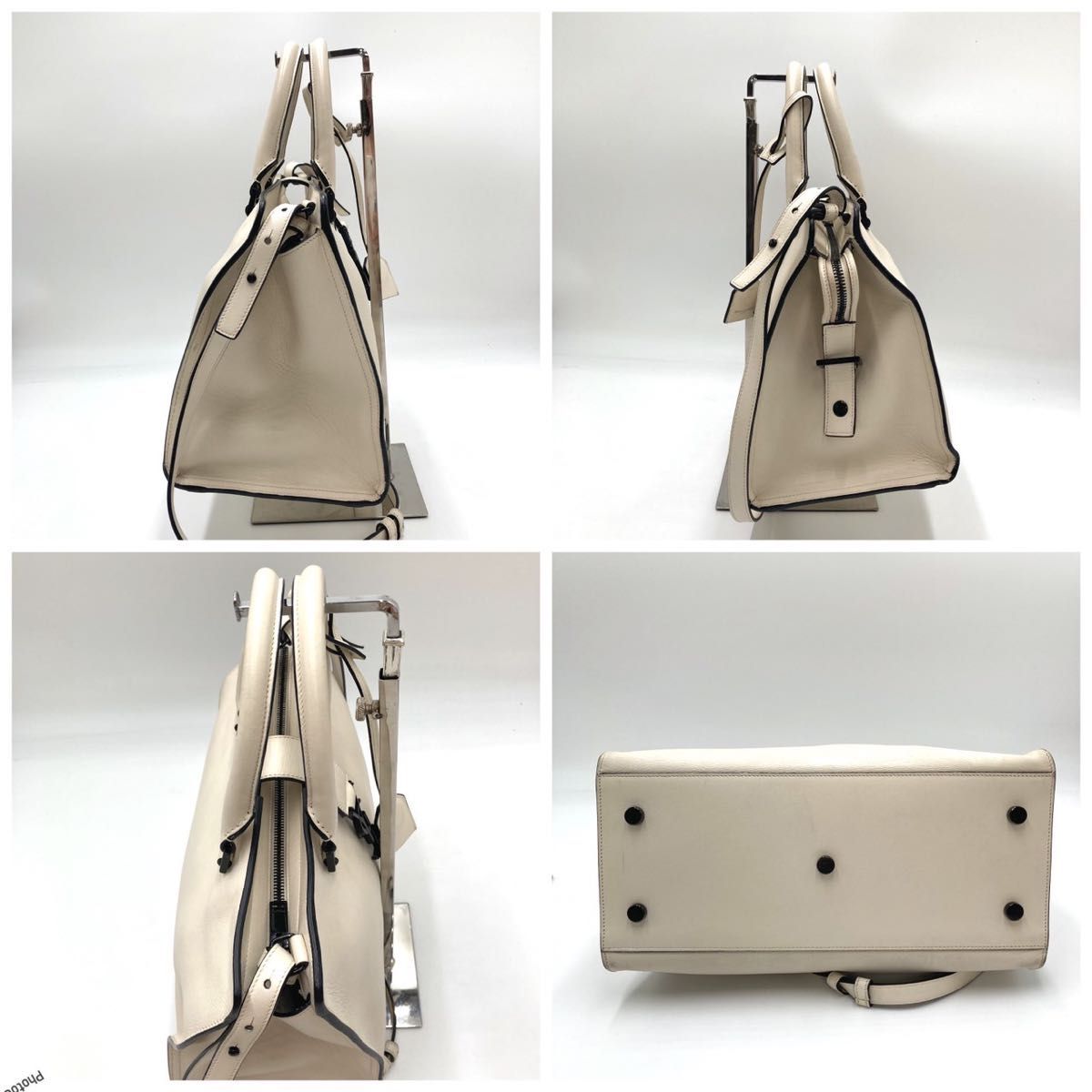 YSL イヴ サンローラン ガバスホワイト 2WAYバッグ ロゴ 0930 YSL イヴ サンローラン ガバスホワイト 2WAYバッグ ロゴ 0930