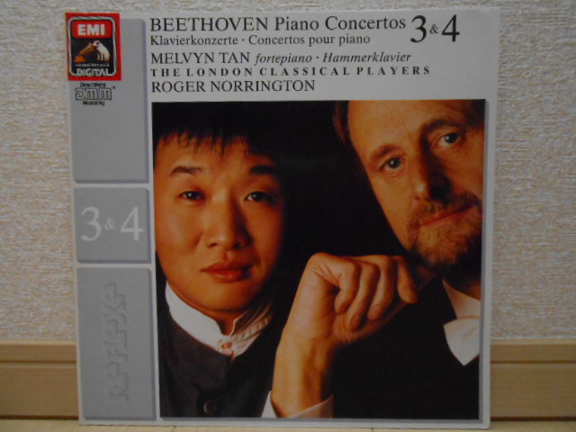 独HMV 7498151 1989発売DIGITAL メルヴィン・タン ベートーヴェン ピアノ協奏曲第3&4番 ノリントン オリジナル盤 希少プレス_画像1
