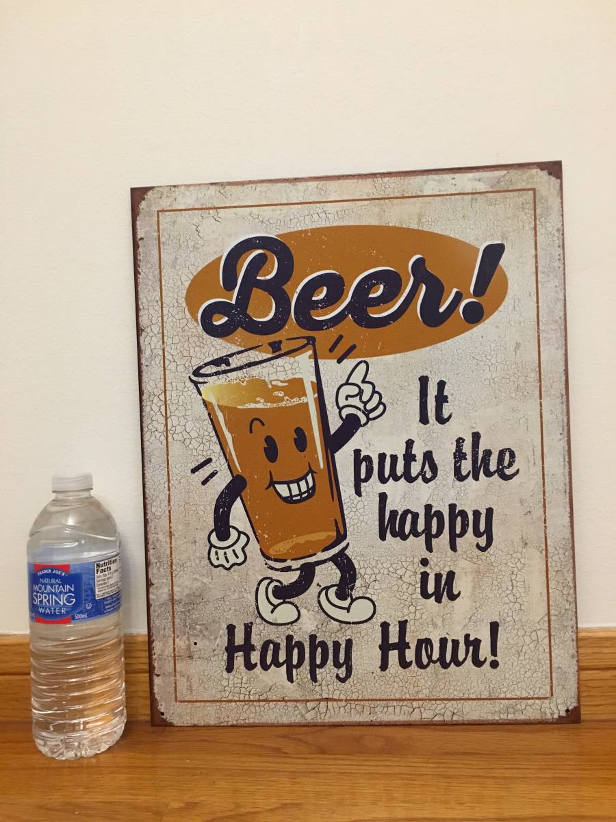 ★アメリカ雑貨★ ビンテージ風（新品）スチール製 看板 アメリカ製、Beer Happy Hour !!_画像2