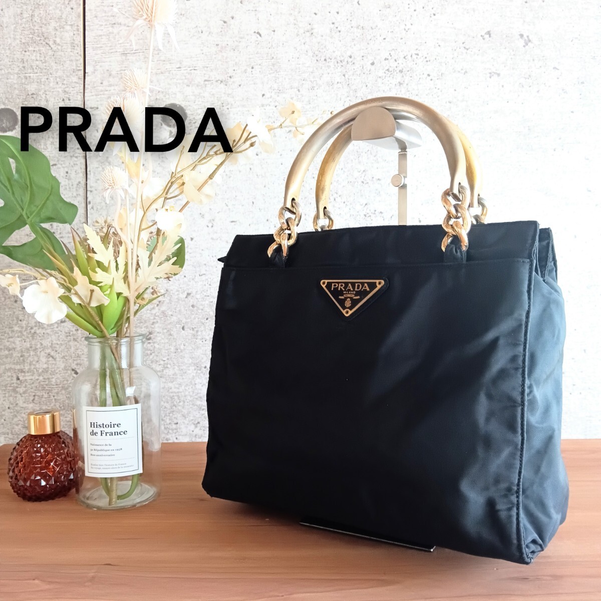 良品 PRADA オールドプラダ ヴィンテージ メタルハンドル 金属 良品 PRADA オールドプラダ ヴィンテージ メタルハンドル 金属