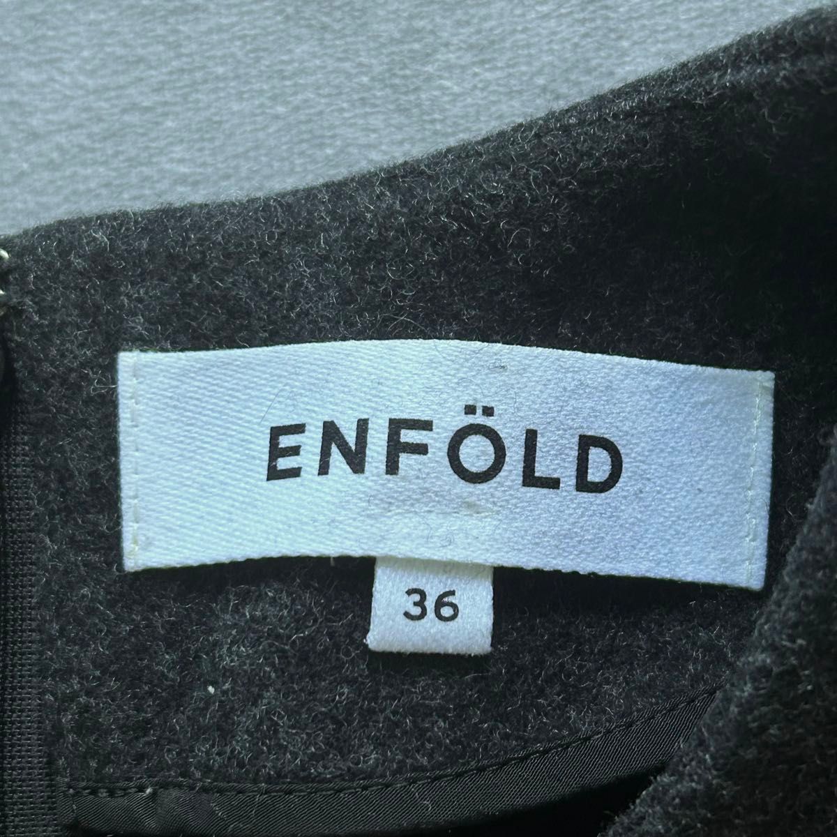 ENFLD エンフォルド ボリュームスリーブプルオーバー ウール バックジップ 黒 スリット