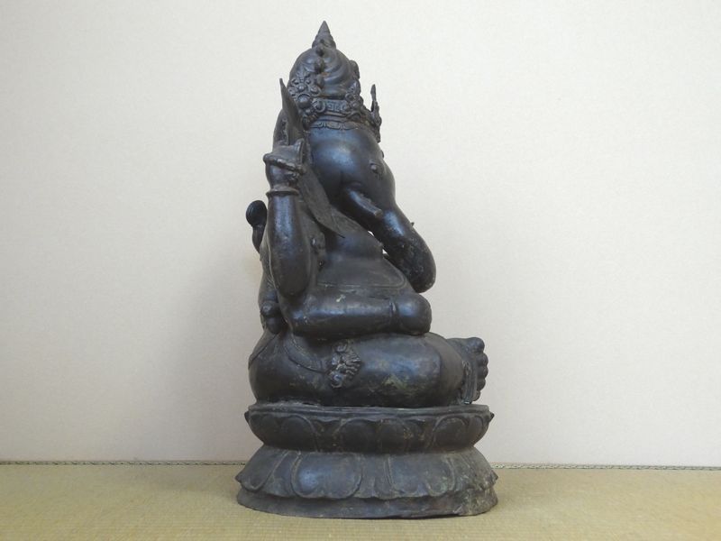 古銅　ガネーシャ像　全高６２cm　ヒンドゥー仏像　仏教美術_画像5