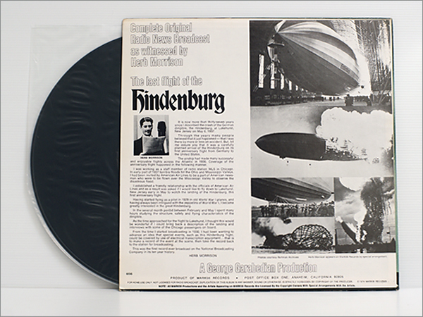 US盤レコード● The last flight of the Hindenburg ヒンデンブルク号の最後の飛行 radio news broadcast Herb Morrison ハーブ・モリソン_US盤レコード/ ラジオ音声ヒンデンブルグ号