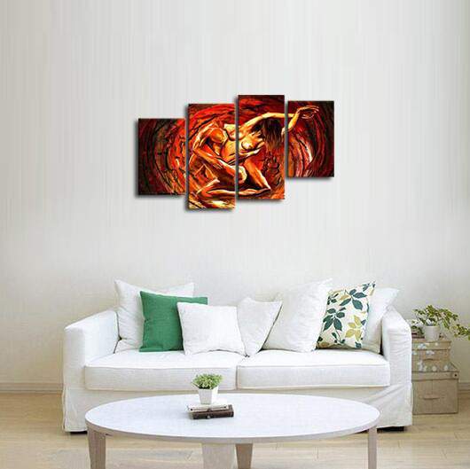 アートパネル 『円』 30x70cm、3枚組 手描き-