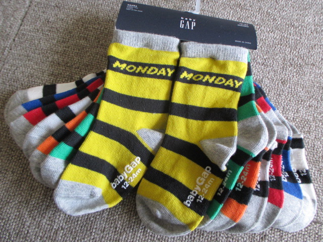 * new goods baby Gap Gap colorful border pattern socks 7 pairs set 12~14cm*