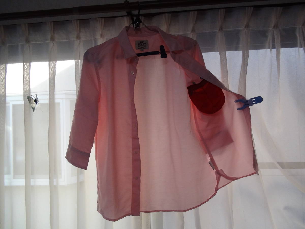 UP STARTのドレスシャツ（M)ピンク!。_画像8