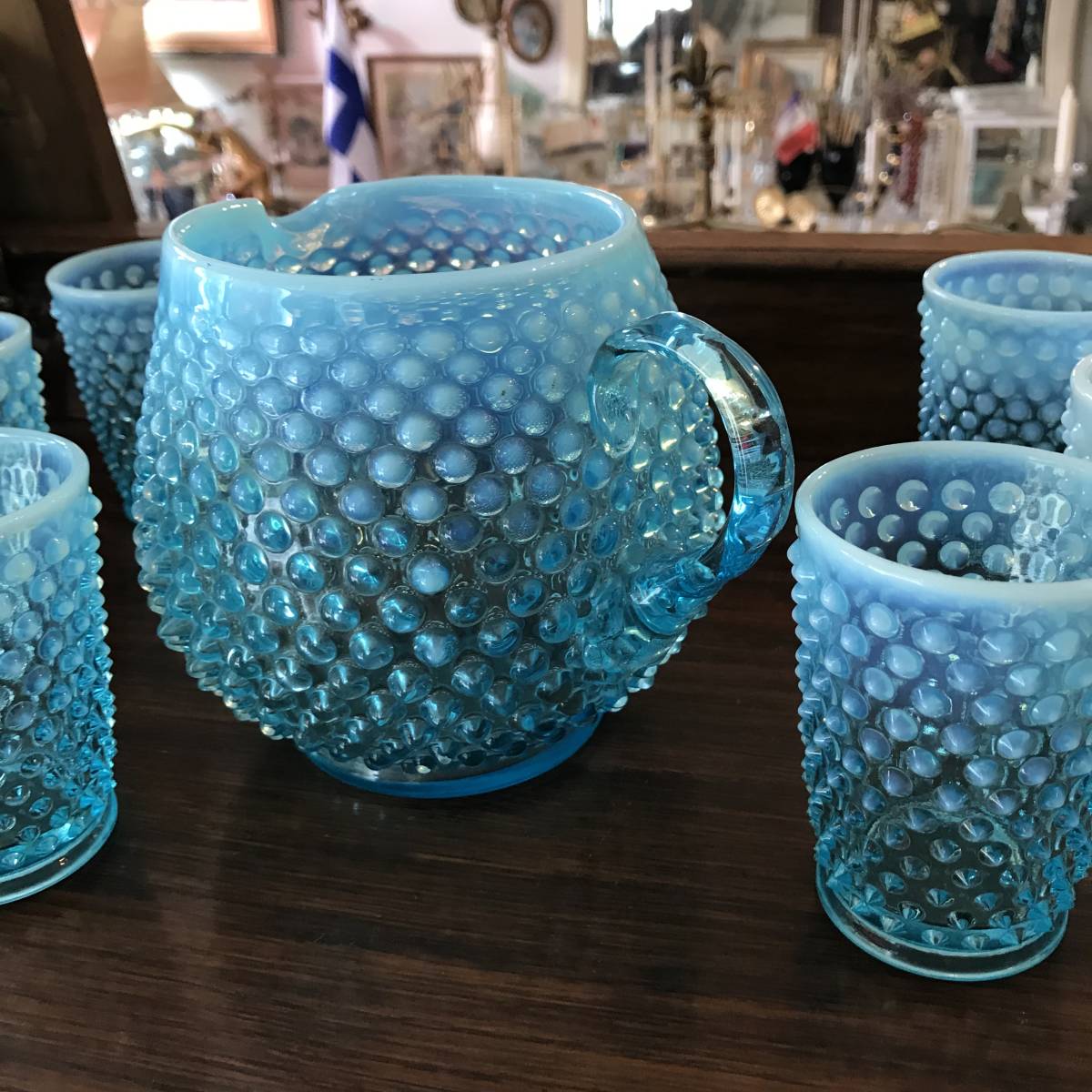 贅沢品 USA 超レア!オールドフェントン アンティーク食器7個セット 直営店舗 アンティークのガラス食器 食器