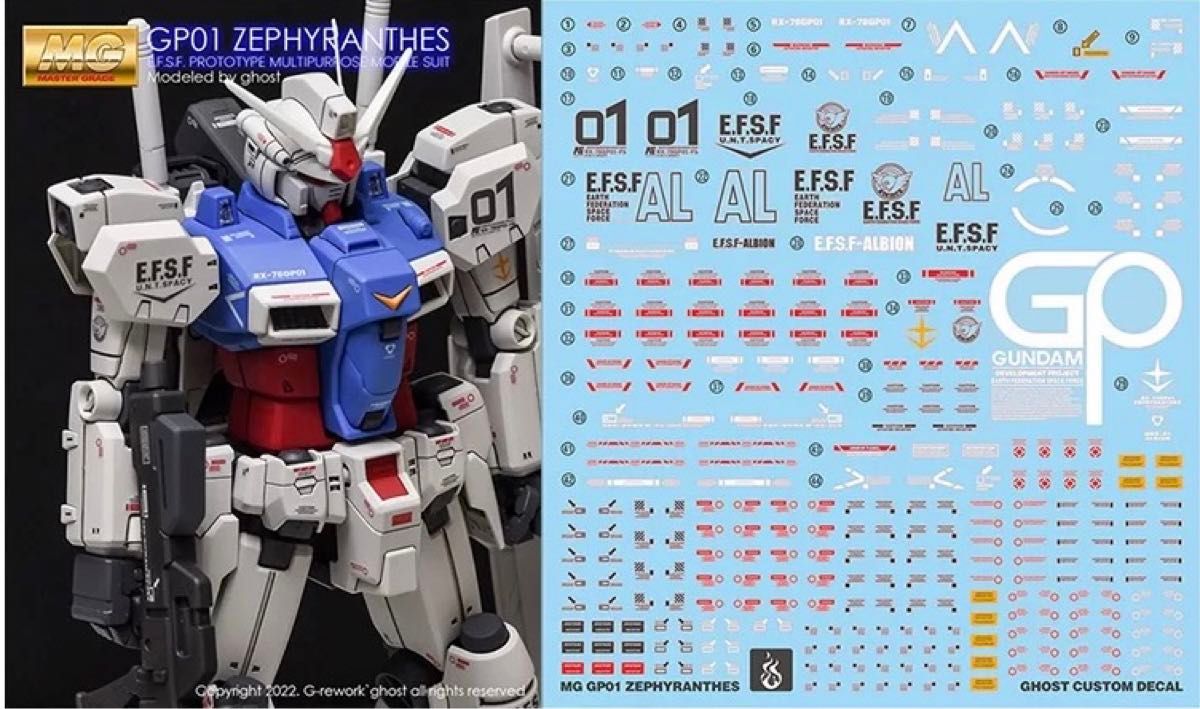 MG 1/100 RX-78GP01 ガンダム試作1号機ゼフィランサス専用水転写 MG 1/100 RX-78GP01 ガンダム試作1号機ゼフィランサス専用水転写