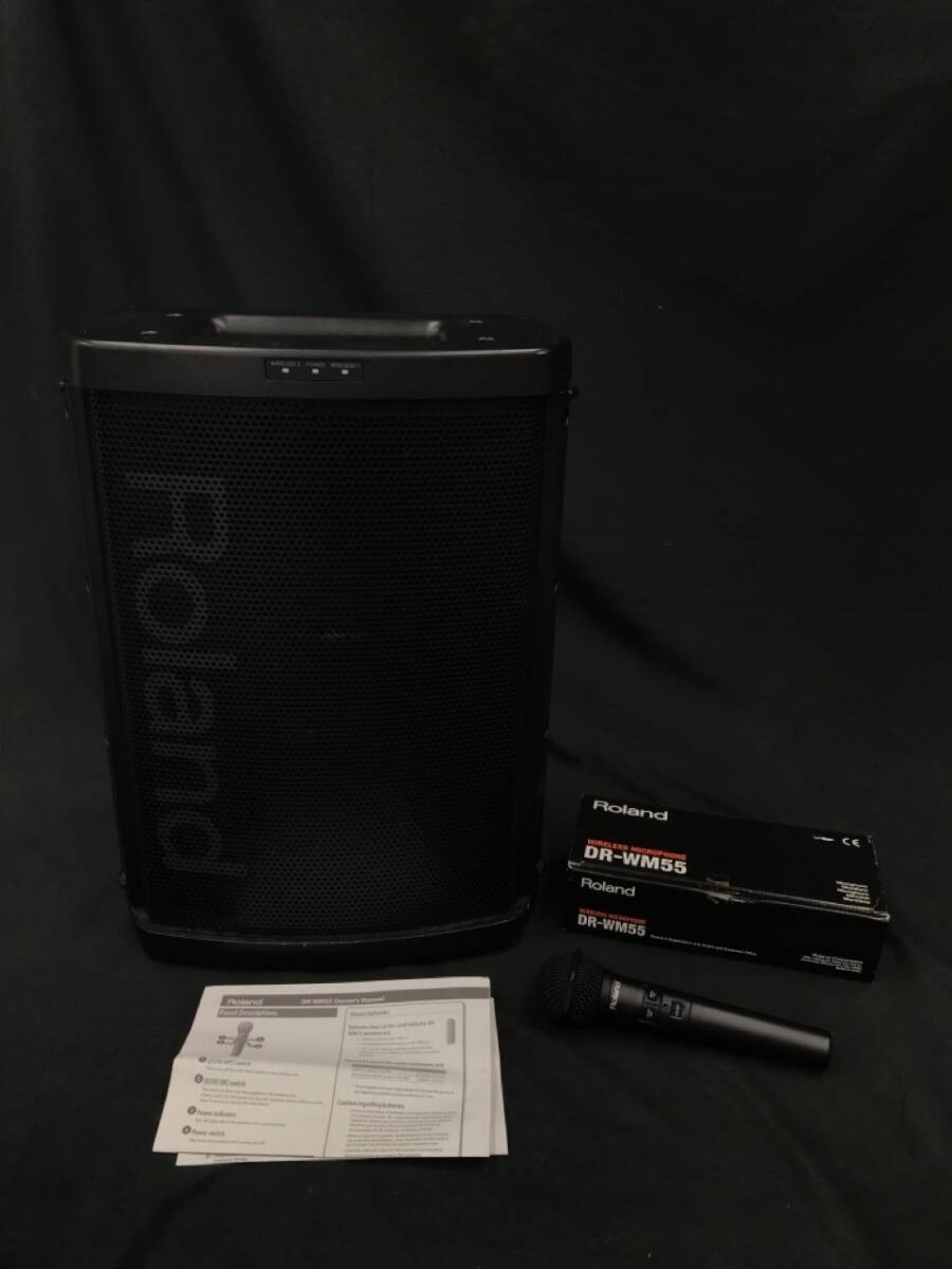 0904-110TYG466 ポータブルアンプ Roland ローランド BA-55 ，マイク DR-WM55付き