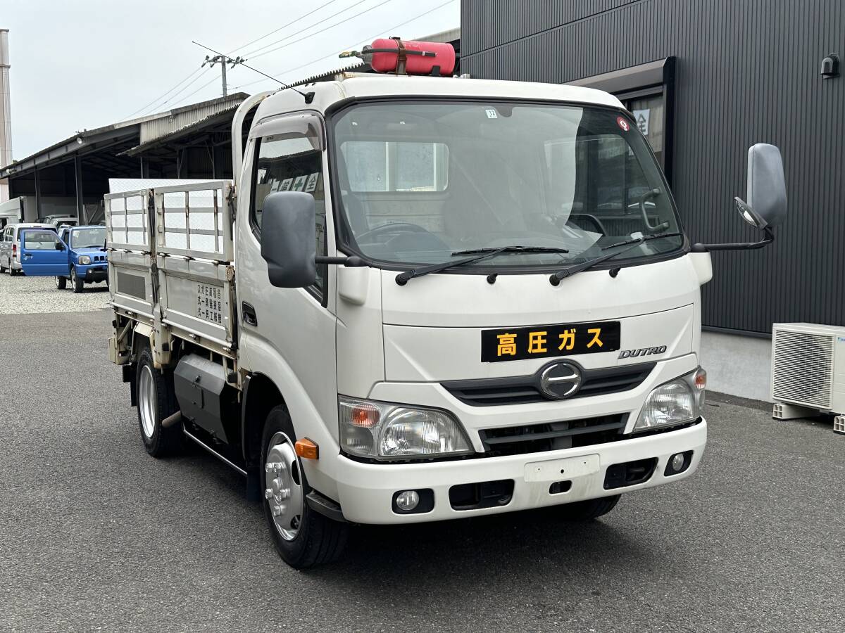 動画有！売り切り！H26年 日野 デュトロ DUTRO 平ボディ 垂直パワーゲート LPG 積載3000kg 4.1L 5速MT エンジン好調！佐賀福岡