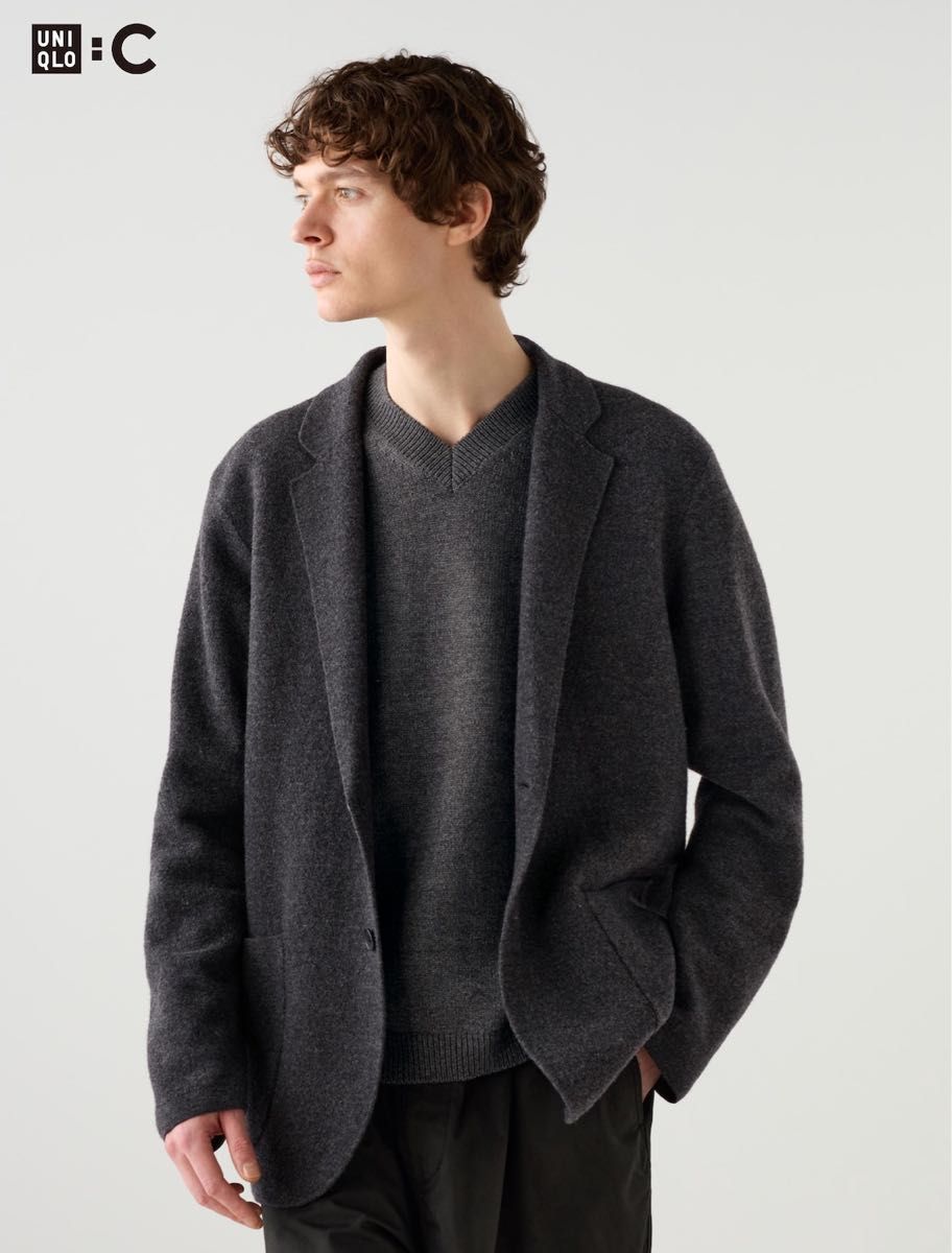 UNIQLO C ユニクロ C ニットジャケット ダークグレー Lサイズ UNIQLO C ユニクロ C ニットジャケット ダークグレー Lサイズ
