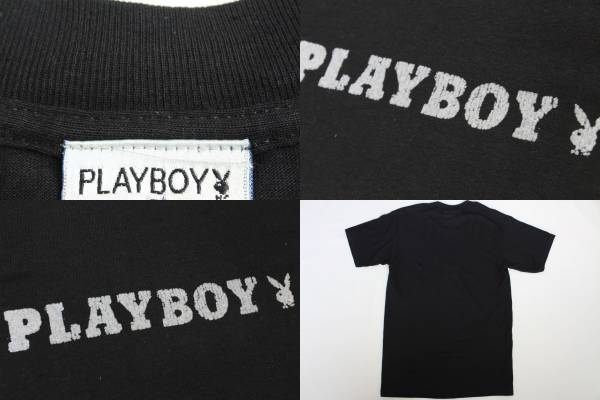 UTS58プレイボーイSラビット 半袖Tシャツ正規品PLAY BOYフロッキープリント 黒色_画像3