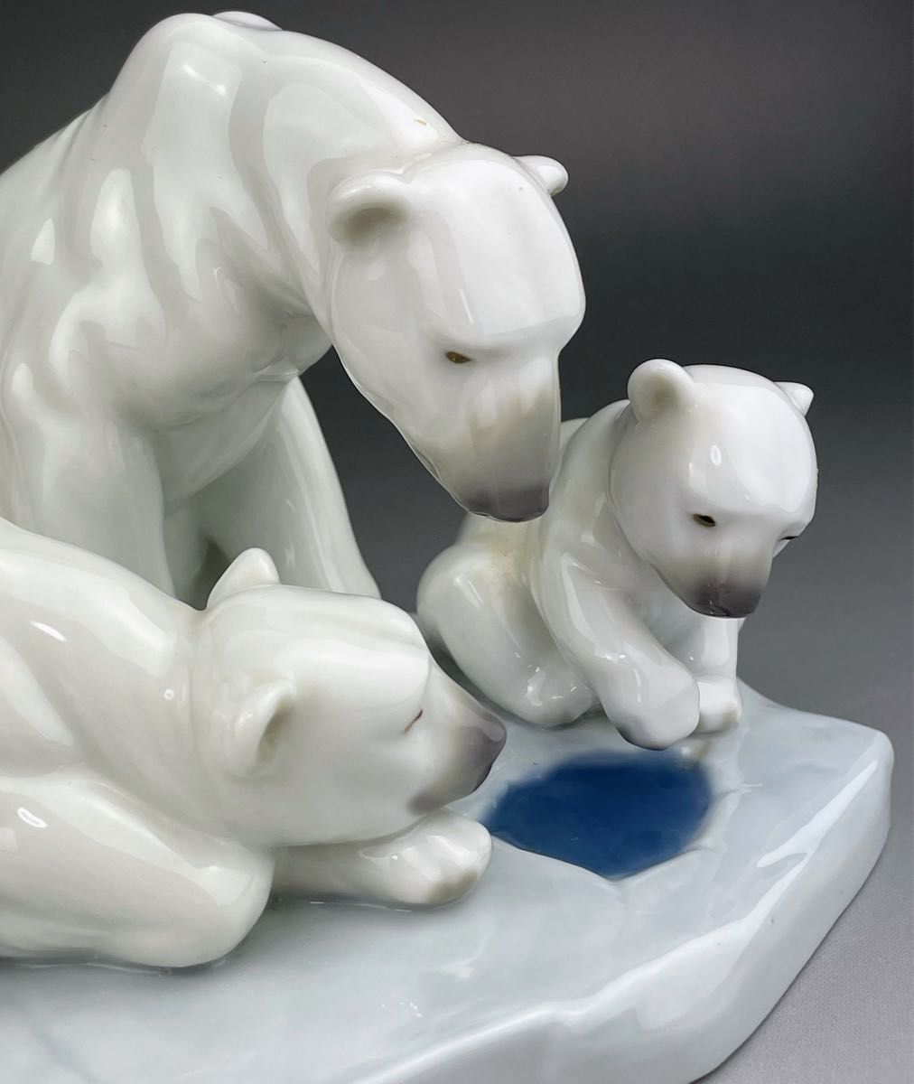 【極美品 絶版 希少】LLADRO リヤドロ No.1443「白熊の家族」 美品】LLRADRO リヤドロ 白熊の親子 シロクマ 白くま リアドロ
