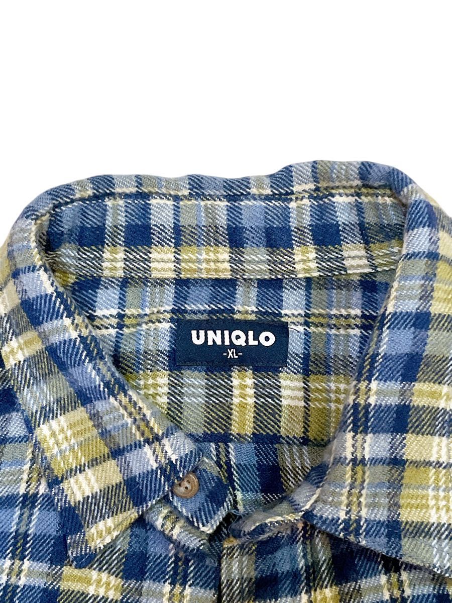 OLD UNIQLO オールドユニクロ オンブレチェック ネルシャツ 紺 OLD UNIQLO オールドユニクロ オンブレチェック ネルシャツ 紺