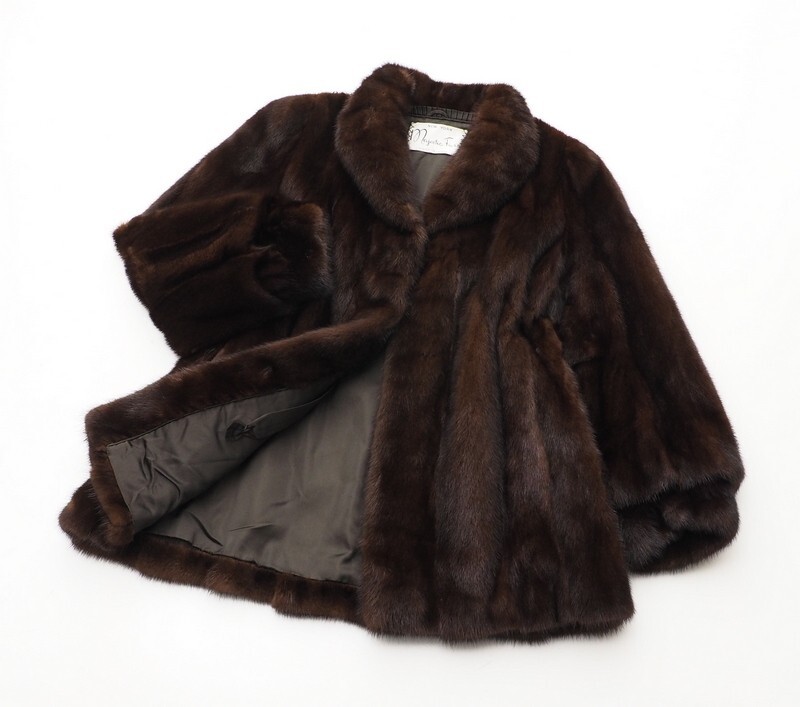 GQ5158★USA製*Majestic Furs/マジェスティックファー*最高級*デミバフミンク*MINK*リアルファー*ショート丈コート/ファージャケット*茶*13