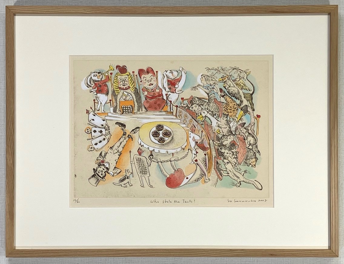 美品 山本容子「フリークス1」銅版画+手彩色 直筆サイン入り 1998年作 限定 ☆ 山本容子 ◇ 不思議の国のアリス ◇ 銅版画+手彩色 ◇