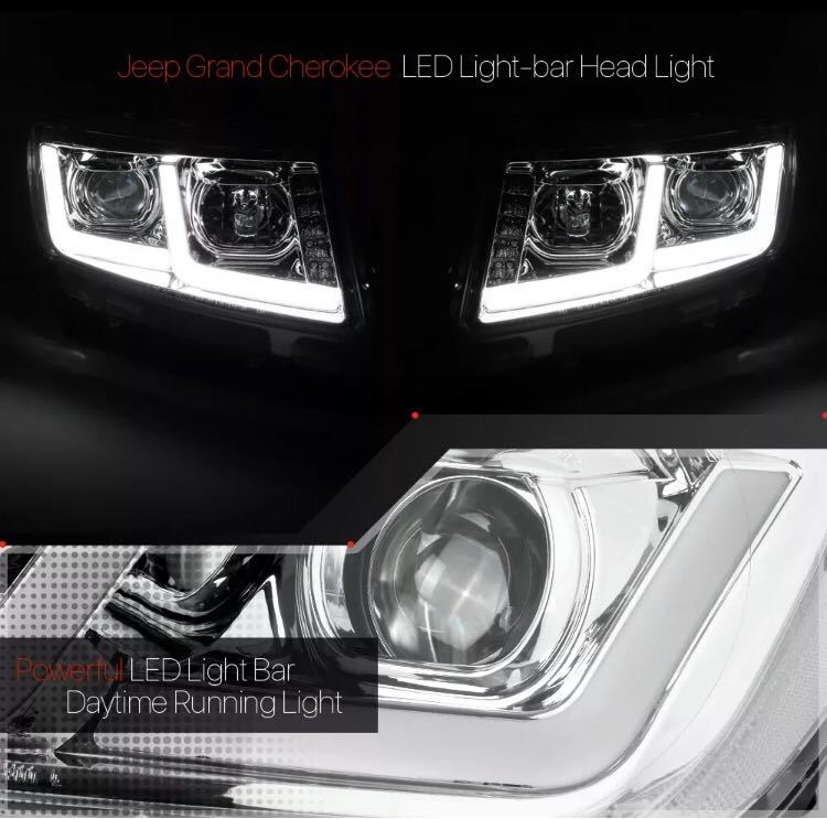 [NEW] Grand Cherokee 2011-13y передняя фара волокно LED икаринг SRT ограниченный laredo custom обвес и т.п. вместе 