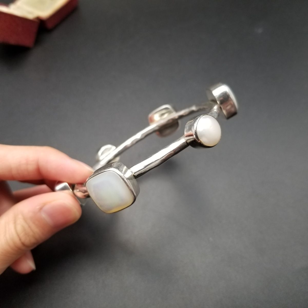 送料無料 Jabez Jewelz シルバー 925 スクエア ラウンド マザーオブパール シルバー