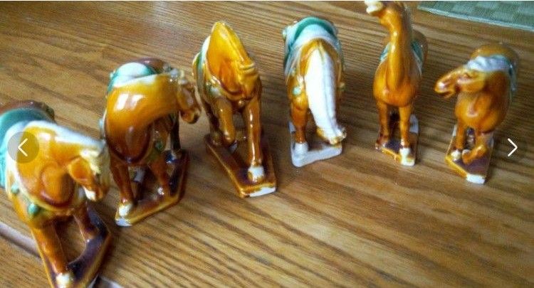 唐三彩 中国製 動物置物 馬 ラクダ 陶器製 唐三彩 骨董品6個 唐三彩 中国製 動物置物 馬 ラクダ 陶器製 唐三彩 骨董品6個