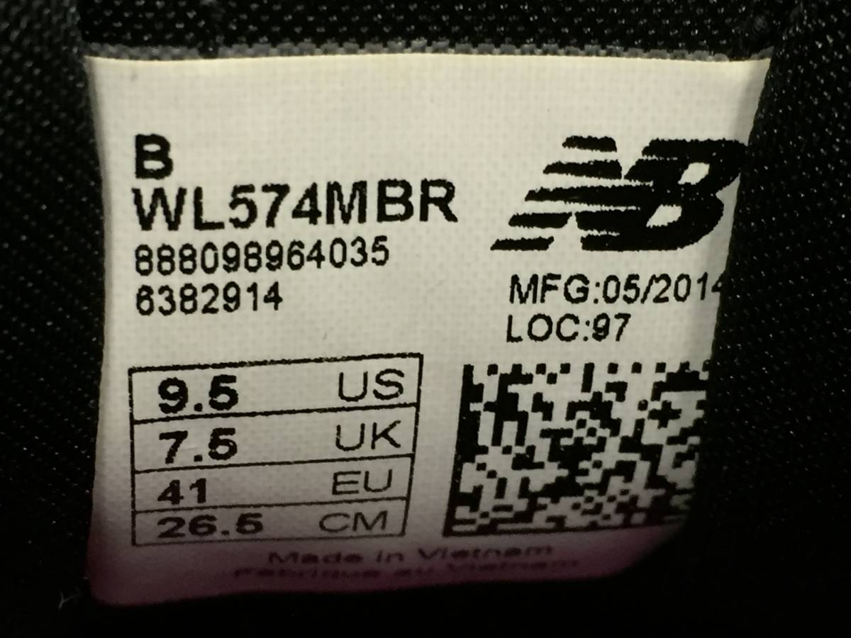 NEW BALANCE WL５７４MBR 青系ラメ ウィメンズ２６．５Ｂ USED ランニング_画像3