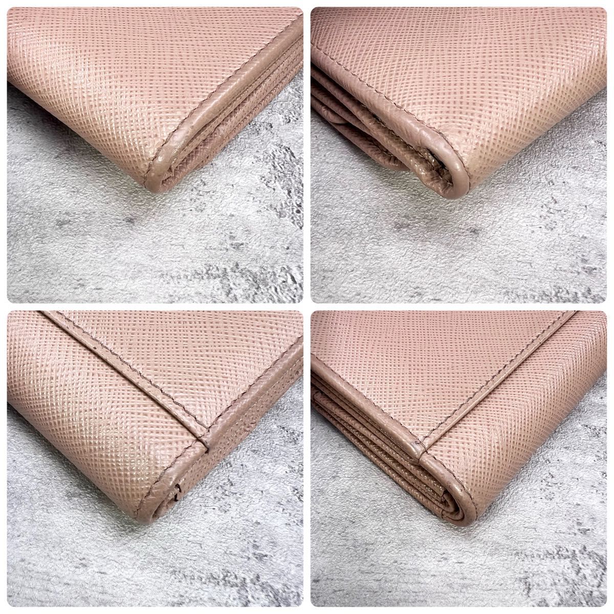 美品 PRADA プラダ 三つ折り財布 サフィアーノレザー ピンク 美品 PRADA プラダ 三つ折り財布 サフィアーノレザー ピンク