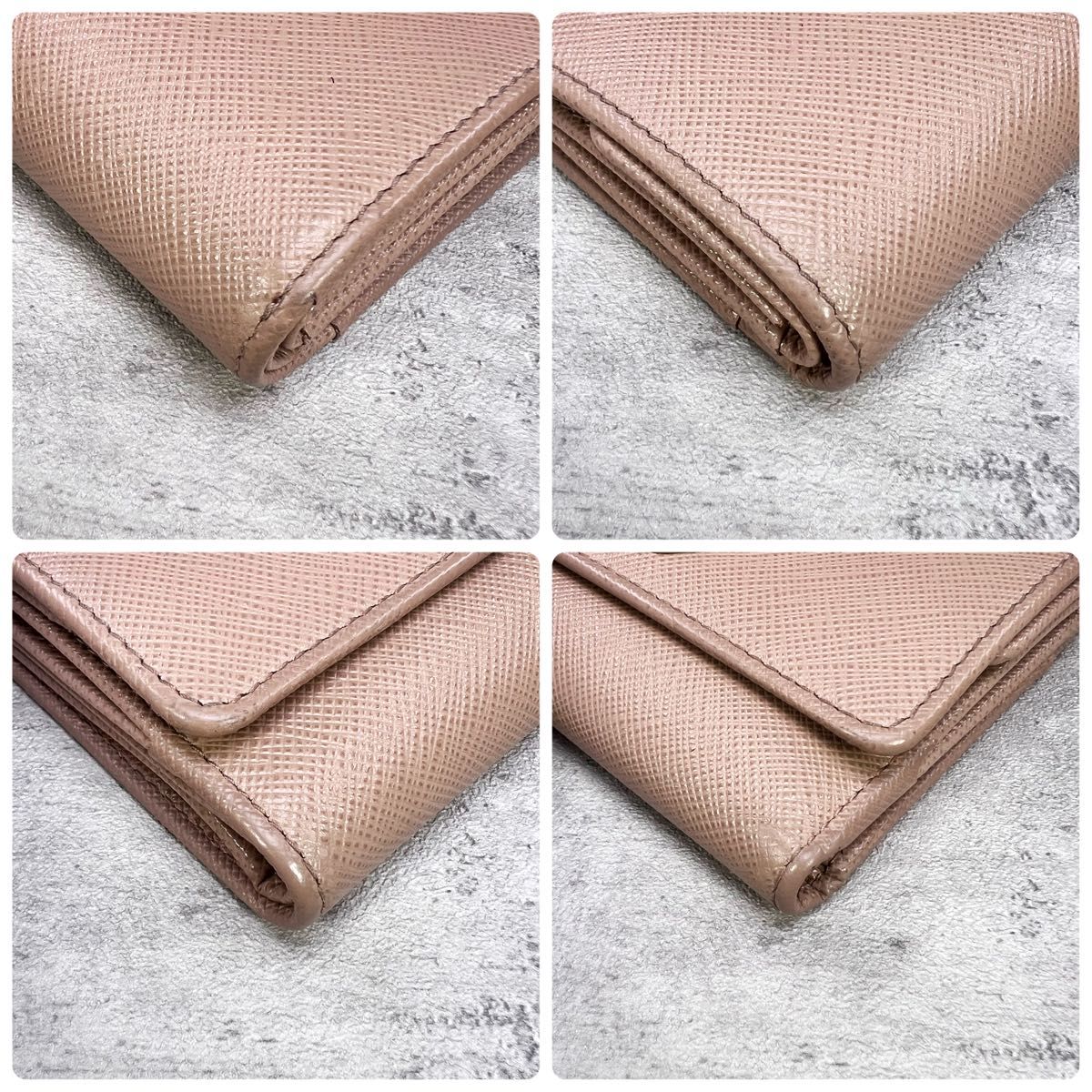 美品 PRADA プラダ 三つ折り財布 サフィアーノレザー ピンク 美品 PRADA プラダ 三つ折り財布 サフィアーノレザー ピンク