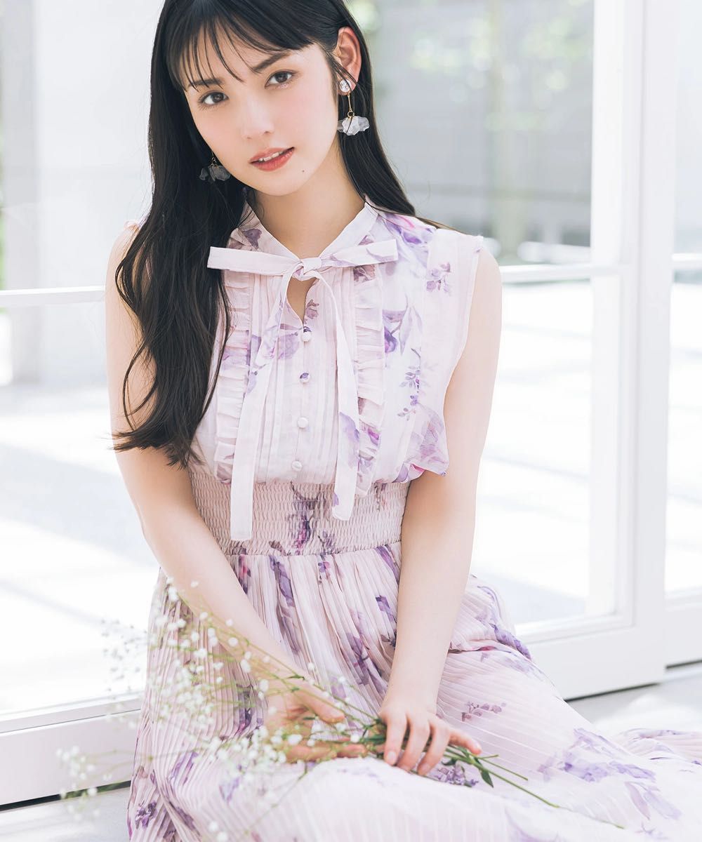 toccocloset トッコクローゼットフラワープリントプリーツ toccocloset トッコクローゼットフラワープリントプリーツ