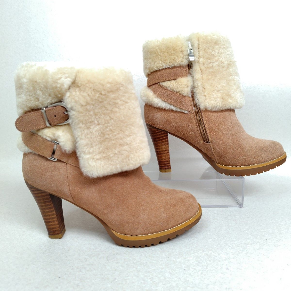 美品 MUBO UGG アグ ムートンブーツ 23 5cm サイドジッパー 美品 MUBO UGG アグ ムートンブーツ 23 5cm サイドジッパー