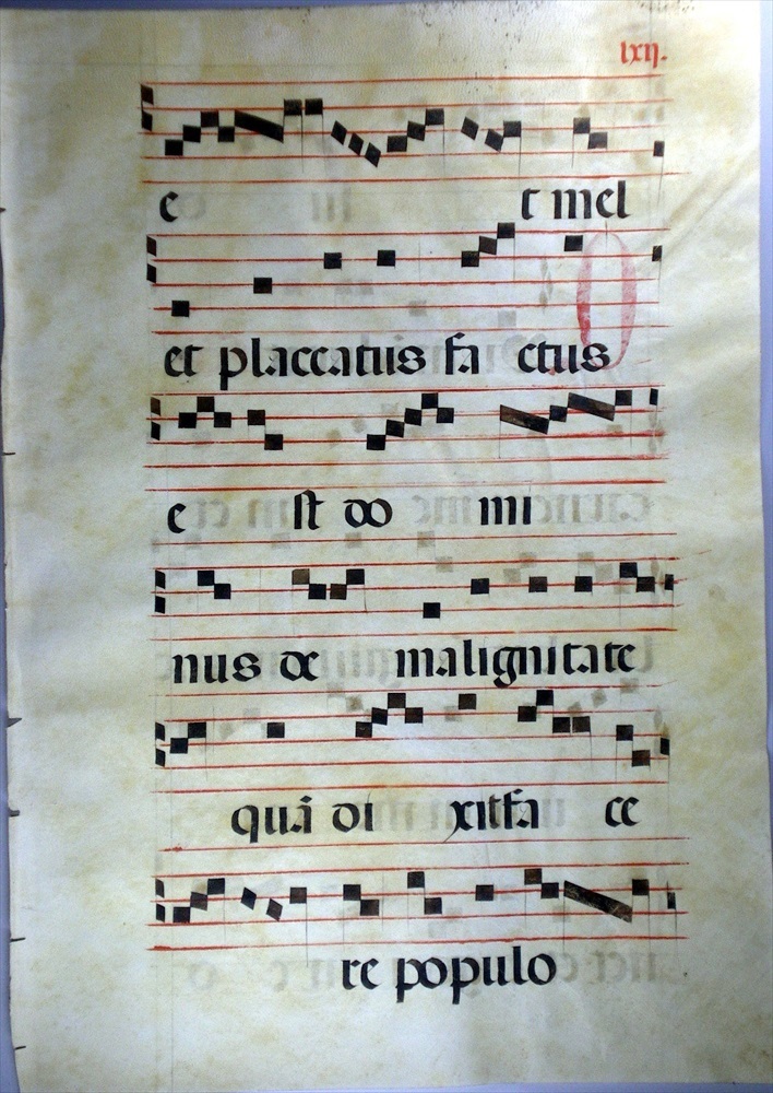 1550'イタリア グレゴリオ聖歌 羊皮紙 手稿 交唱聖歌集3枚_画像4