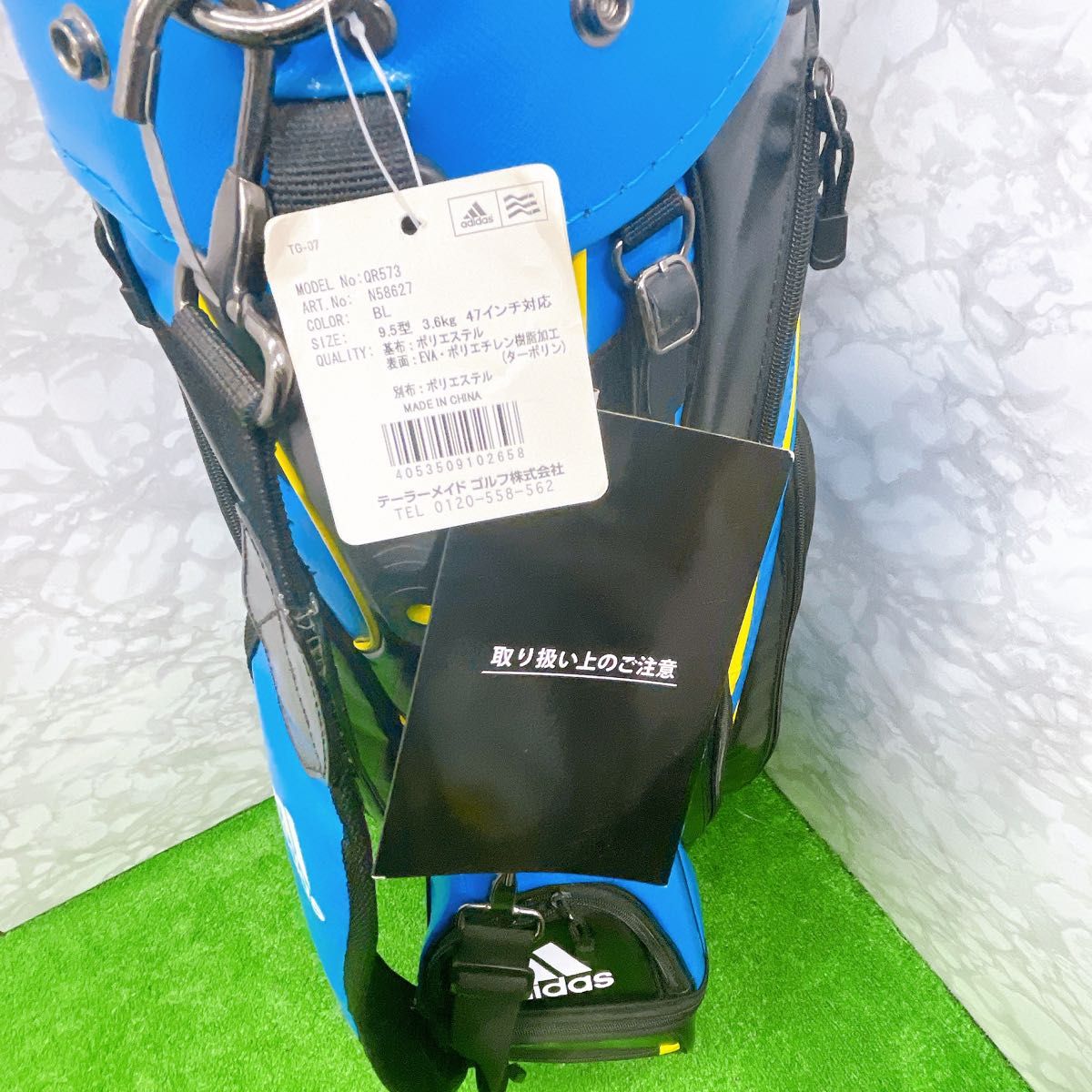 未使用】adidas キャディバック ブルー イエロー ブラック 未使用】adidas キャディバック ブルー イエロー ブラック