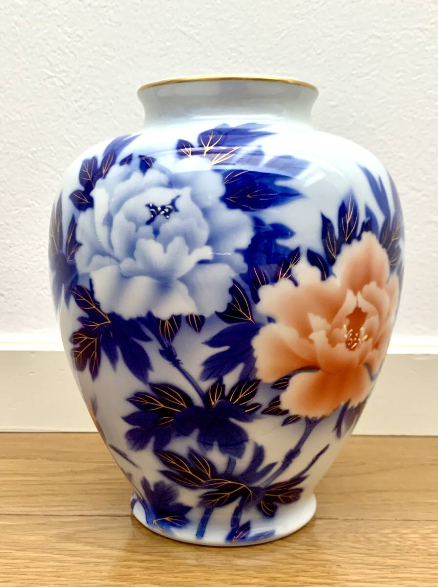 深川製磁 花瓶 有田焼 瑠璃葡萄 金彩 高さ27.5 口径10.5 最大幅 深川製磁 花瓶 有田焼 瑠璃葡萄 金彩 高さ27.5 口径10.5 最大幅