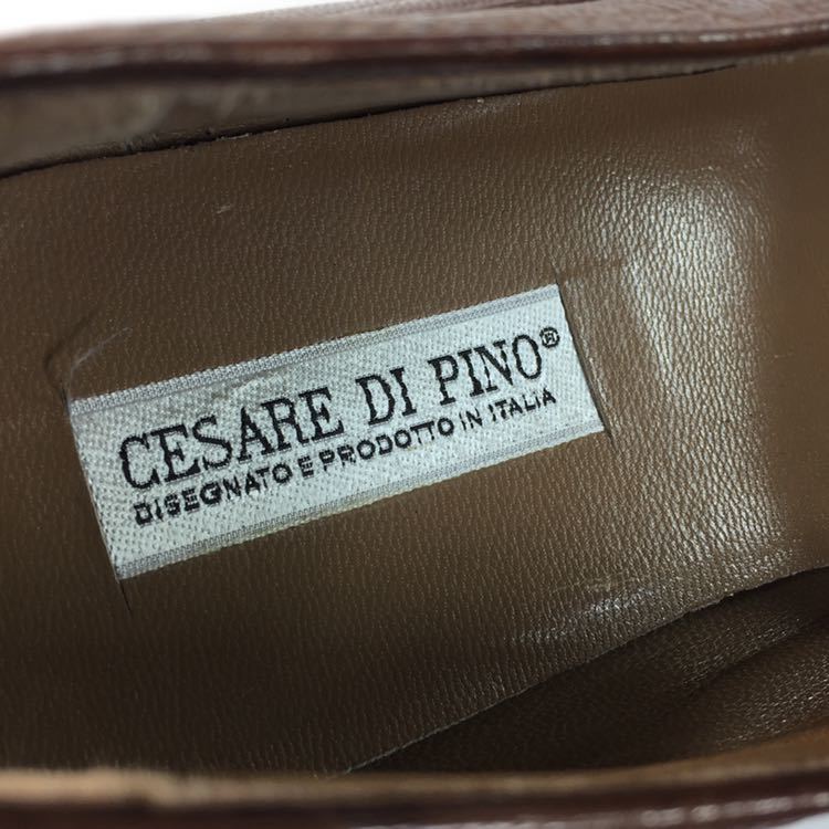 [CESARE DI PINO] подлинный товар обувь 26.5cm чай Ostrich кисточка Loafer туфли без застежки бизнес обувь . птица мужской Италия производства 8 1/2
